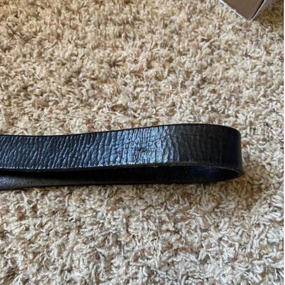 Vtg Harley Davidson Leather Belt Mens 34 Black Silver Bar Shield Buckle 2005 Y2K